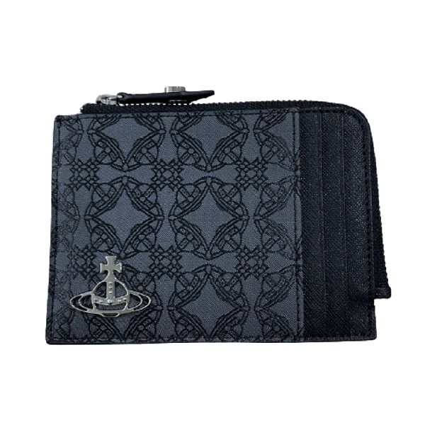 圖片 Vivienne Westwood  ORBORAMA 緹花卡包/卡夾 含零錢袋(黑/灰色)  51120009-W00HX1SIZN203