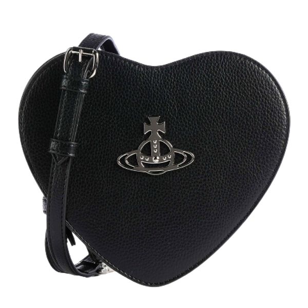圖片 Vivienne Westwood  LOUISE 心形鏈帶雙隔層 側肩/斜背包(黑色)   4304006M-S000D1SIZN403