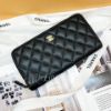 圖片 CHANEL 黑色荔枝金釦拉鍊長夾