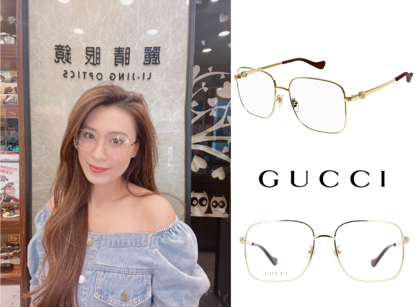 圖片 麗睛眼鏡GUCCI【可刷卡分期】古馳-GG1092OA(金-無鏈條版)光學眼鏡/迷鏈系列太陽眼鏡/GG logo大方框
