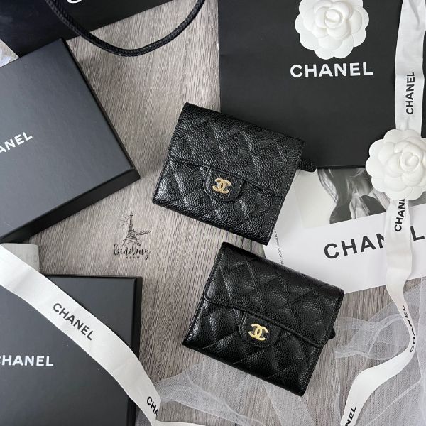 圖片 CHANEL 經典黑金 三折短夾