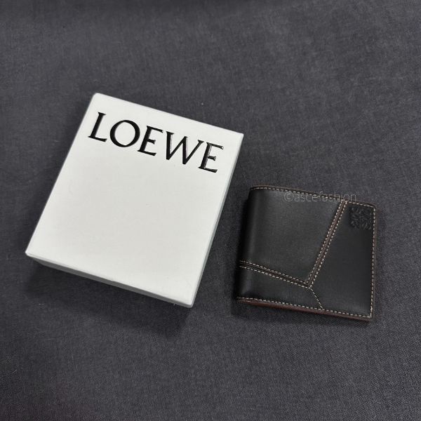 圖片 Loewe Puzzle 滾邊黑色皮革八卡短夾