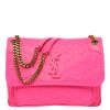 圖片 Saint Laurent YSL 中款復古皺褶小羊皮 Niki 包 霓粉色