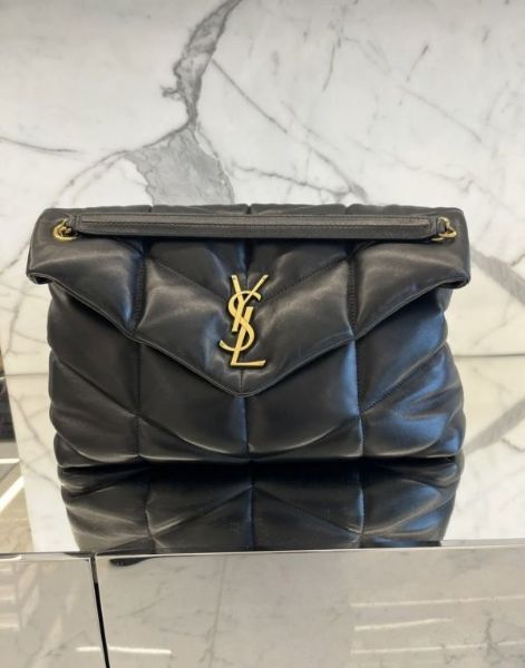 圖片 Saint Laurent YSL 577475 中款 Lou Lou Puffer 小羊皮金鍊包 黑色