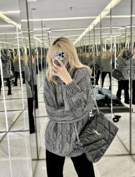 圖片 Saint Laurent YSL 577475 中款 Lou Lou Puffer 小羊皮銀鍊包 黑色