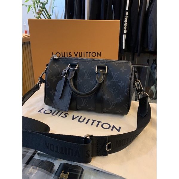 圖片 Louis Vuitton LV  老花 黑灰色拼接配色 圓筒 手提 側背包 預購