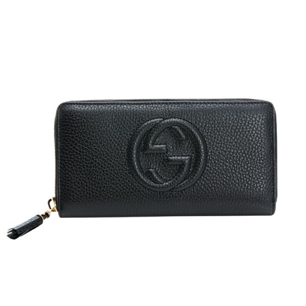 圖片 GUCCI古馳  SOHO拉鍊長夾荔紋牛皮 黑  598187A7M0G1000