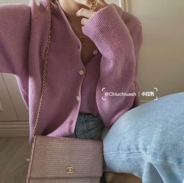 圖片 Chanel蜥蜴皮淺紫色金釦woc