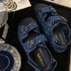 圖片 CHANEL 23P 深牛仔黑釦涼鞋