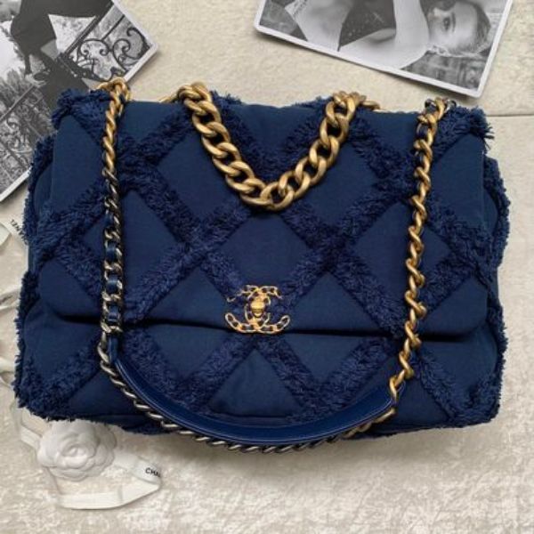圖片 Chanel牛仔色帆布毛呢19 bag