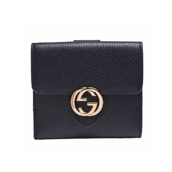 圖片 GUCCI 雙G GG Marmont 金屬雙G LOGO 牛皮按釦短夾 黑色   615525CAO0G1000
