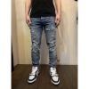 圖片 AMIRI 經典 MX1 系列 黑白破壞 彈性 窄管 牛仔褲