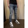圖片 AMIRI 經典 MX1 系列 黑白破壞 彈性 窄管 牛仔褲