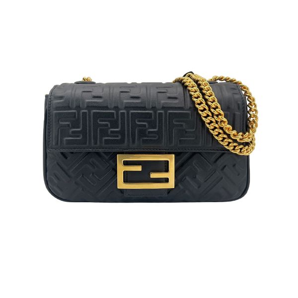 圖片 Fendi Baguette 羊皮肩背/斜背二用包(8BR793-黑)