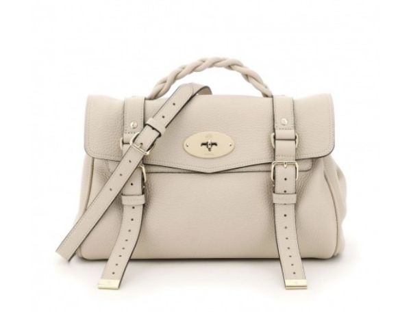 圖片 2023新季品❥英國 MULBERRY 專櫃真品 HH6746 金屬鈕扣 粒面小牛皮 Alexa 包 象牙白﻿